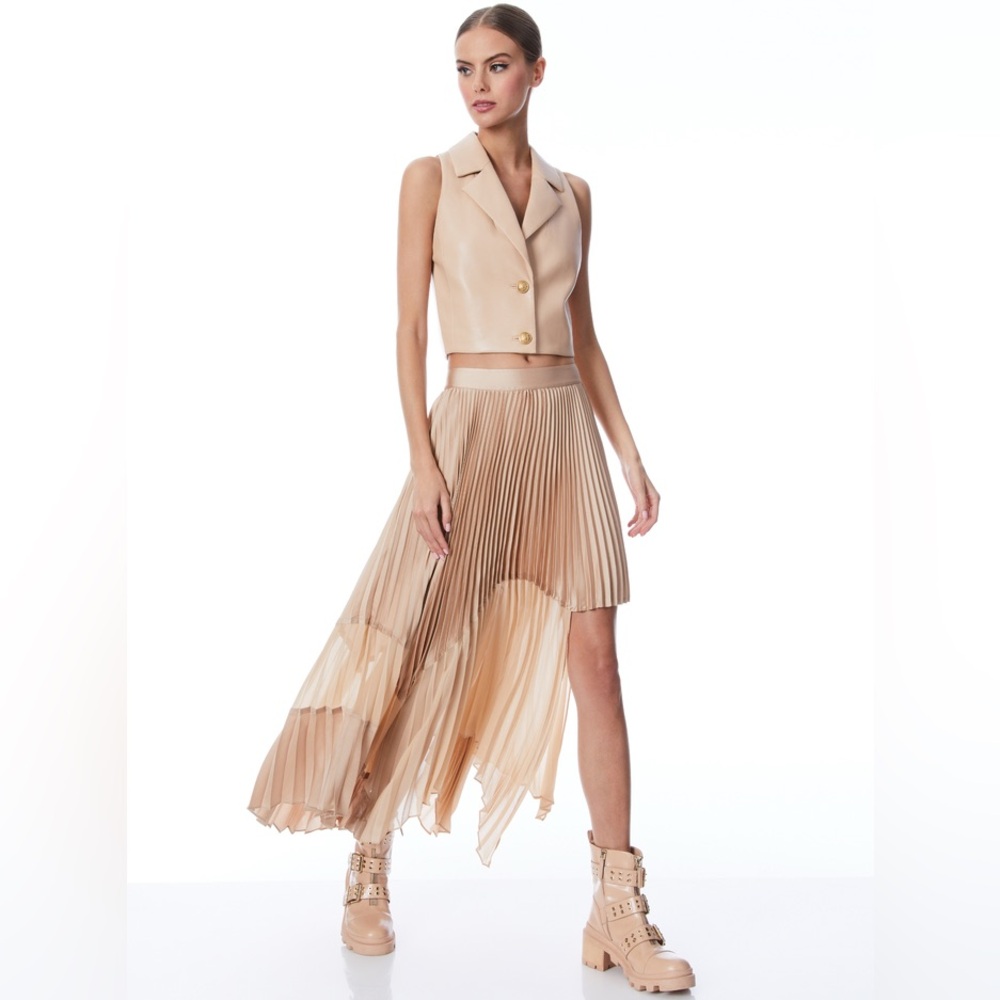 Alice Olivia PLEATED ASYMMETRIC MIDI SKIRT